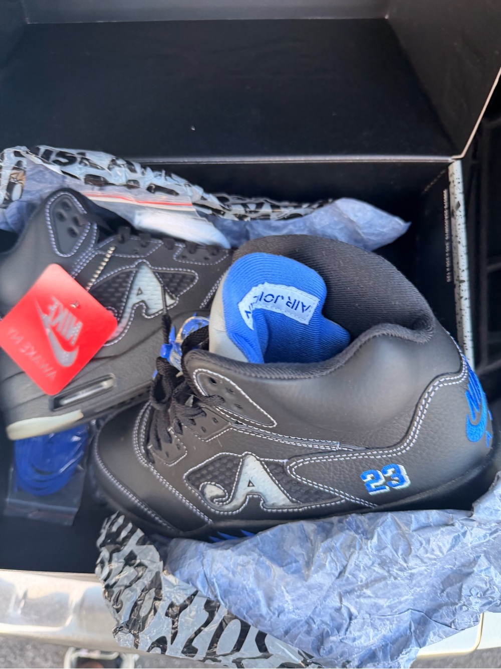 Jordan 5 Awake Men's Black and White Retro Basketball Shoes - Picture 7 of 9